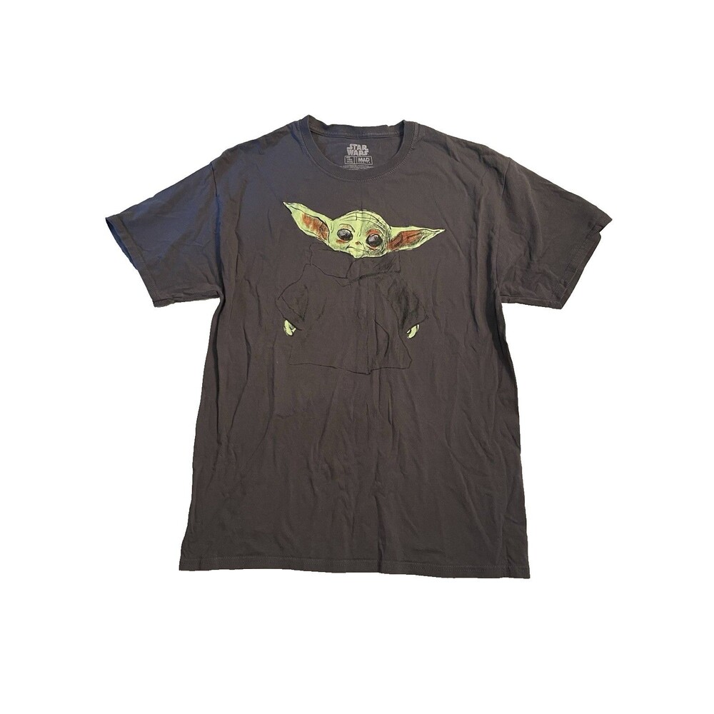 Mad Engine T Shirt Men’s Size L Black Star Wars Yoda